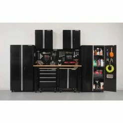 Husky Ready-to-Assemble 24-Gauge Steel 2-Door Garage Base Cabinet in Red (28 in. W x 32 in. H x 18 in. D) -ToolHub Shop red husky free standing cabinets g2802br us 31 1000