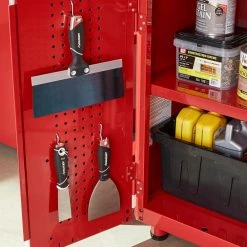 Husky Ready-to-Assemble 24-Gauge Steel 2-Door Garage Base Cabinet in Red (28 in. W x 32 in. H x 18 in. D) -ToolHub Shop red husky free standing cabinets g2802br us 77 1000