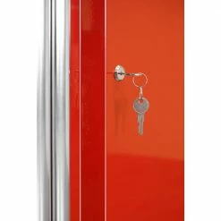 Husky Ready-to-Assemble 24-Gauge Steel Freestanding Garage Cabinet in Red (48 in. W x 72 in. H x 18 in. D) -ToolHub Shop red husky free standing cabinets homd48xdb21 1f 1000