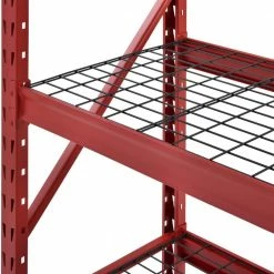 Husky 3-Tier Heavy Duty Industrial Welded Steel Garage Storage Shelving Unit in Red (65 in. W x 54 in. H x 24 in. D) -ToolHub Shop red husky freestanding shelving units hbr652454w3 r 4f 1000