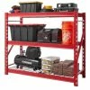 Husky 3-Tier Heavy Duty Industrial Welded Steel Garage Storage Shelving Unit in Red (65 in. W x 54 in. H x 24 in. D) 2 Husky 3-Tier Heavy Duty Industrial Welded Steel Garage Storage Shelving Unit in Red (65 in. W x 54 in. H x 24 in. D) -ToolHub Shop red husky freestanding shelving units hbr652454w3 r 64 1000