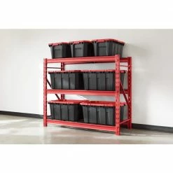 Husky 3-Tier Heavy Duty Industrial Welded Steel Garage Storage Shelving Unit in Red (65 in. W x 54 in. H x 24 in. D) -ToolHub Shop red husky freestanding shelving units hbr652454w3 r 66 1000