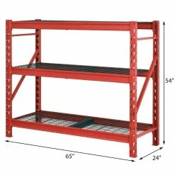 Husky 3-Tier Heavy Duty Industrial Welded Steel Garage Storage Shelving Unit in Red (65 in. W x 54 in. H x 24 in. D) -ToolHub Shop red husky freestanding shelving units hbr652454w3 r a0 1000