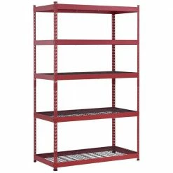 Husky 5-Tier Heavy Duty Boltless Steel Garage Storage Shelving Unit in Red (48 in. W x 78 in. H x 24 in. D) 18 Husky 5-Tier Heavy Duty Boltless Steel Garage Storage Shelving Unit in Red (48 in. W x 78 in. H x 24 in. D) -ToolHub Shop red husky freestanding shelving units n2r482478w5r 40 1000