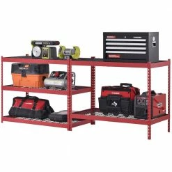 Husky 5-Tier Heavy Duty Boltless Steel Garage Storage Shelving Unit in Red (48 in. W x 78 in. H x 24 in. D) 19 Husky 5-Tier Heavy Duty Boltless Steel Garage Storage Shelving Unit in Red (48 in. W x 78 in. H x 24 in. D) -ToolHub Shop red husky freestanding shelving units n2r482478w5r a0 1000