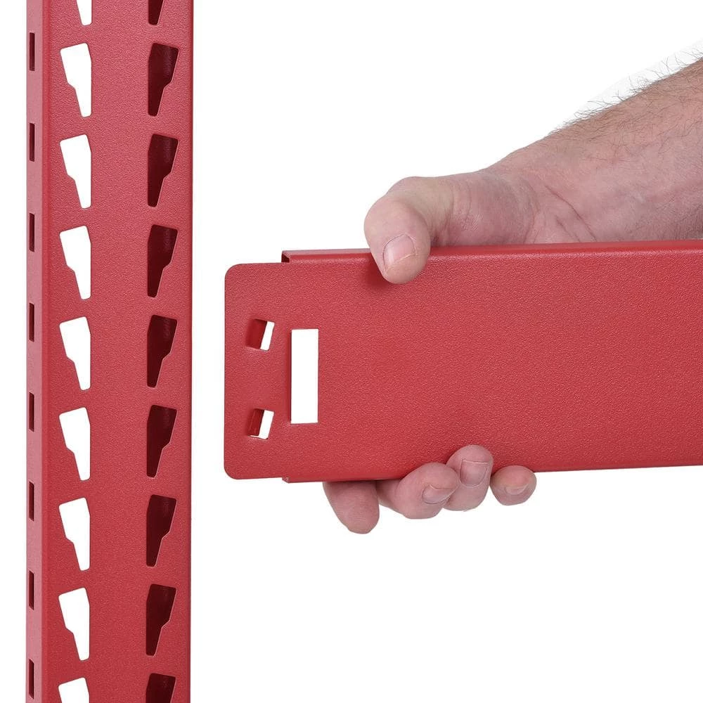 Husky 4-Tier Industrial Duty Steel Freestanding Garage Storage Shelving Unit in Red (77 in. W x 78 in. H x 24 in. D) 11 Husky 4-Tier Industrial Duty Steel Freestanding Garage Storage Shelving Unit in Red (77 in. W x 78 in. H x 24 in. D) - Image 9