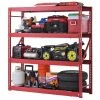 Husky 4-Tier Industrial Duty Steel Freestanding Garage Storage Shelving Unit in Red (77 in. W x 78 in. H x 24 in. D) -ToolHub Shop red husky freestanding shelving units n2w772478w4r 64 1000