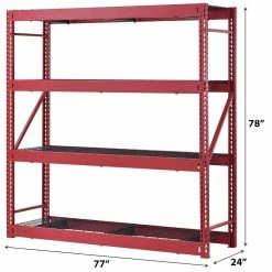 Husky 4-Tier Industrial Duty Steel Freestanding Garage Storage Shelving Unit in Red (77 in. W x 78 in. H x 24 in. D) 23 Husky 4-Tier Industrial Duty Steel Freestanding Garage Storage Shelving Unit in Red (77 in. W x 78 in. H x 24 in. D) -ToolHub Shop red husky freestanding shelving units n2w772478w4r c3 1000