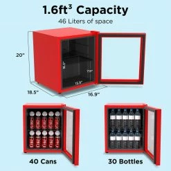 Husky 1.5 Cu. ft. 40-Can Glass Door Freestanding Countertop Quiet Mini Fridge with Reversible Door without Freezer (Red) -ToolHub Shop red husky mini fridges osfg010 rm fa 1000