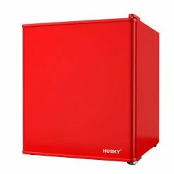 Husky 1.5 Cu. ft. 40-Can Solid Door Freestanding Countertop Quiet Mini Fridge with Reversible Door without Freezer (Red)