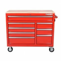 Husky 42 in. W x 18.1 in. D 8-Drawer Red Mobile Workbench Cabinet with Solid Wood Top 16 Husky 42 in. W x 18.1 in. D 8-Drawer Red Mobile Workbench Cabinet with Solid Wood Top -ToolHub Shop red husky mobile workbenches h42mwc8red 40 1000