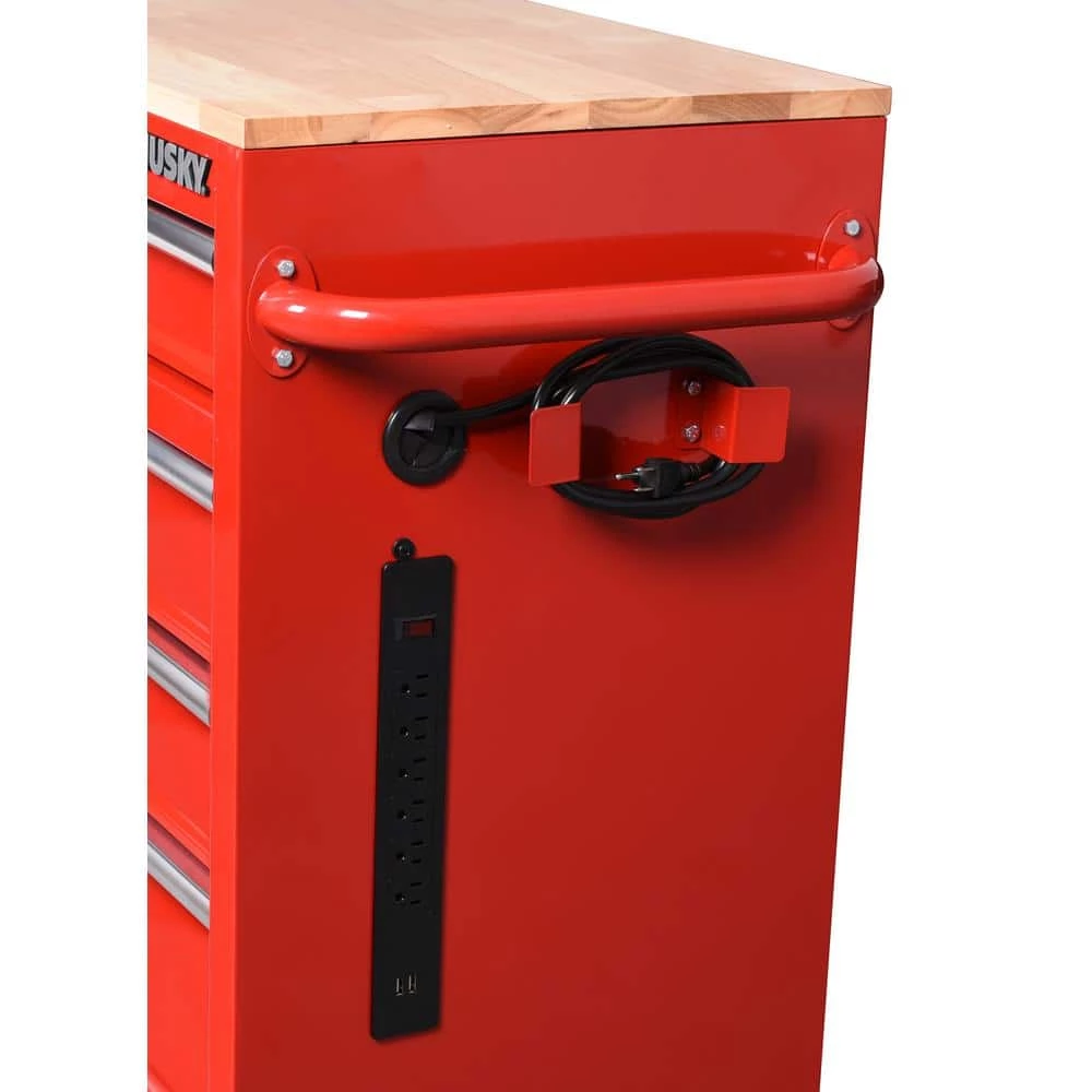 Husky 42 in. W x 18.1 in. D 8-Drawer Red Mobile Workbench Cabinet with Solid Wood Top 11 Husky 42 in. W x 18.1 in. D 8-Drawer Red Mobile Workbench Cabinet with Solid Wood Top - Image 9