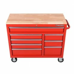 Husky 42 in. W x 18.1 in. D 8-Drawer Red Mobile Workbench Cabinet with Solid Wood Top 17 Husky 42 in. W x 18.1 in. D 8-Drawer Red Mobile Workbench Cabinet with Solid Wood Top -ToolHub Shop red husky mobile workbenches h42mwc8red a0 1000