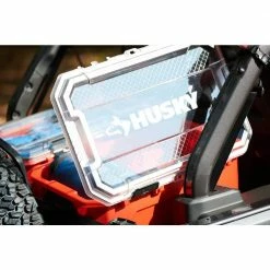 Husky 20-Gal. Professional Duty Waterproof Storage Container with Hinged Lid in Red 18 Husky 20-Gal. Professional Duty Waterproof Storage Container with Hinged Lid in Red -ToolHub Shop red husky storage bins 246842 4f 1000