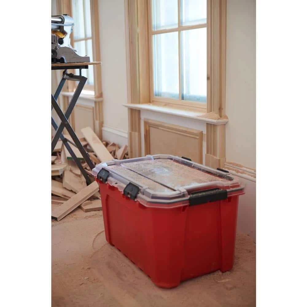 Husky 20-Gal. Professional Duty Waterproof Storage Container with Hinged Lid in Red 6 Husky 20-Gal. Professional Duty Waterproof Storage Container with Hinged Lid in Red - Image 4