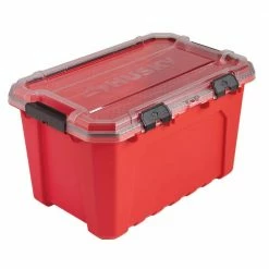Husky 20-Gal. Professional Duty Waterproof Storage Container with Hinged Lid in Red 22 Husky 20-Gal. Professional Duty Waterproof Storage Container with Hinged Lid in Red -ToolHub Shop red husky storage bins 246842 76 1000