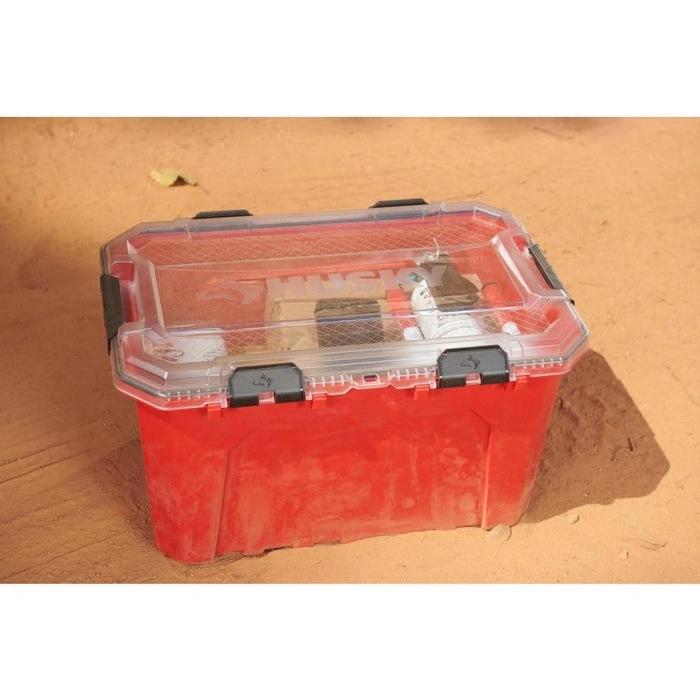 Husky 20-Gal. Professional Duty Waterproof Storage Container with Hinged Lid in Red 11 Husky 20-Gal. Professional Duty Waterproof Storage Container with Hinged Lid in Red - Image 9