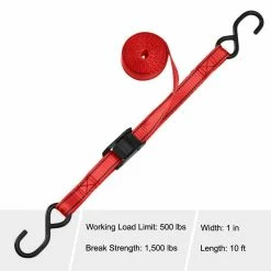 Husky 10 ft. x 1 in. Cam Buckle Tie-Down (Red) Straps with S Hook (4-Pack) -ToolHub Shop reds pinks husky cam buckle lashing straps fh0898t 40 1000