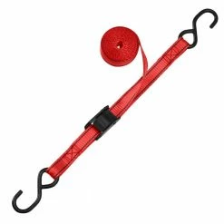 Husky 10 ft. x 1 in. Cam Buckle Tie-Down (Red) Straps with S Hook (4-Pack) -ToolHub Shop reds pinks husky cam buckle lashing straps fh0898t 66 1000