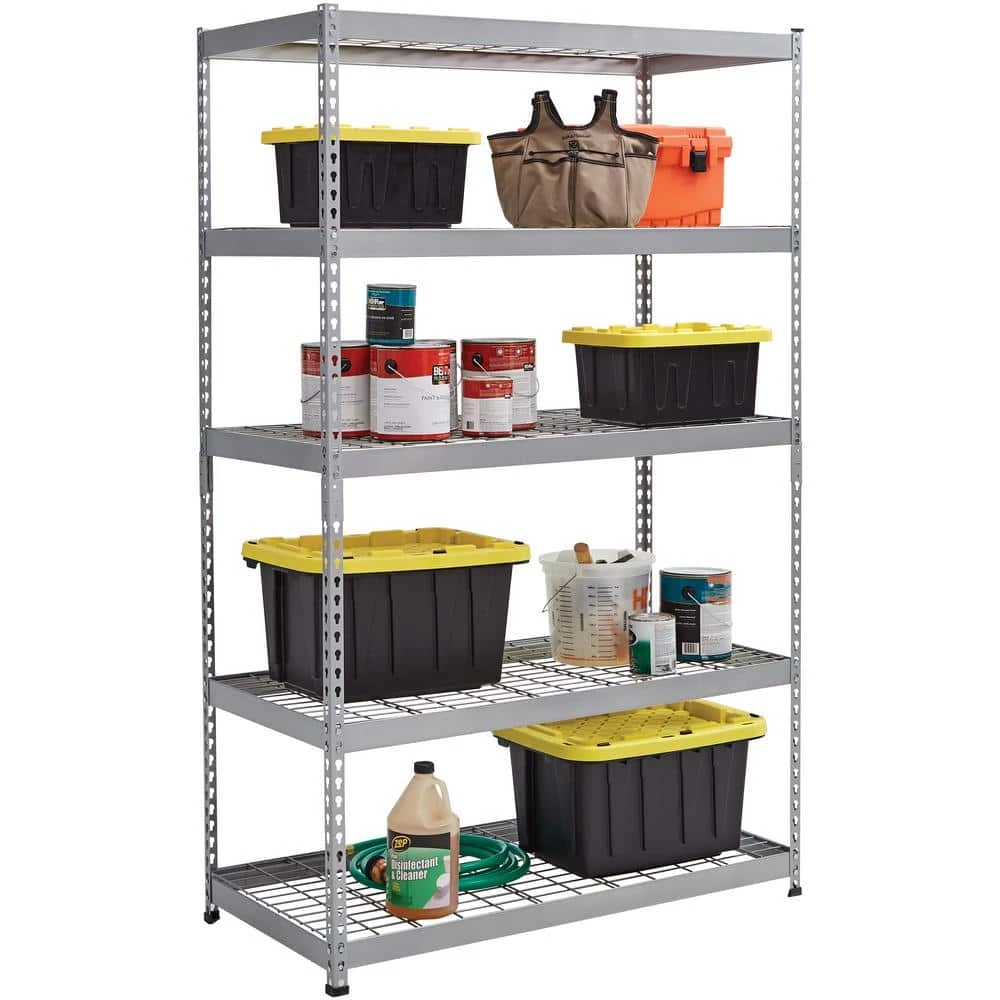 Husky 5-Tier Heavy Duty Steel Garage Storage Shelving Unit in Silver (48 in. W x 78 in. H x 24 in. D) 3 Husky 5-Tier Heavy Duty Steel Garage Storage Shelving Unit in Silver (48 in. W x 78 in. H x 24 in. D)