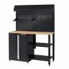 Husky 6-Piece Ready-to-Assemble Steel Garage Workstation in Black (53 in. W x 69.5 in. H x 19.5 in. D) -ToolHub Shop smooth glossy black powder coating husky garage storage systems g52006s1 us 64 1000