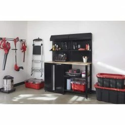Husky 6-Piece Ready-to-Assemble Steel Garage Workstation in Black (53 in. W x 69.5 in. H x 19.5 in. D) 10 Husky 6-Piece Ready-to-Assemble Steel Garage Workstation in Black (53 in. W x 69.5 in. H x 19.5 in. D) -ToolHub Shop smooth glossy black powder coating husky garage storage systems g52006s1 us e1 1000