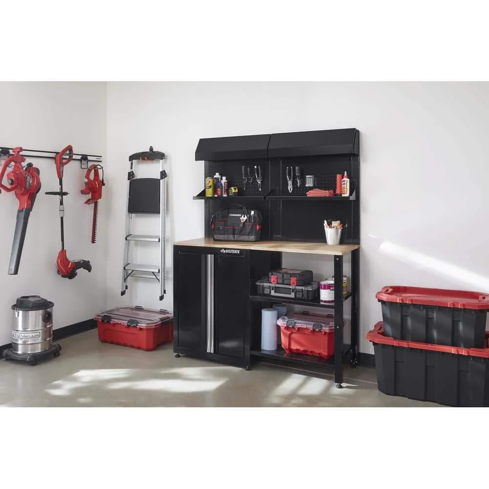 Husky 6-Piece Ready-to-Assemble Steel Garage Workstation in Black (53 in. W x 69.5 in. H x 19.5 in. D) 4 Husky 6-Piece Ready-to-Assemble Steel Garage Workstation in Black (53 in. W x 69.5 in. H x 19.5 in. D) - Image 2