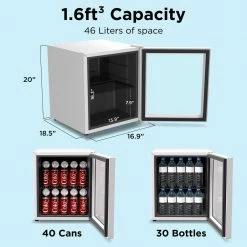 Husky 1.5 Cu. ft. Glass Door Freestanding Countertop Beverage Refrigerator with Reversible Door without Freezer (White) -ToolHub Shop white husky mini fridges osfg012 wm 4f 1000
