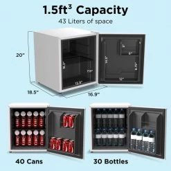 Husky 1.5 Cu. ft. 40-Can Solid Door Freestanding Countertop Quiet Mini Fridge with Reversible Door without Freezer (White) -ToolHub Shop white husky mini fridges osfs009 wm c3 1000