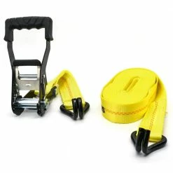 Husky 27 ft. x 2 in. Heavy-Duty Ratchet Tie-Down Strap with J Hook -ToolHub Shop yellows golds husky ratchet straps fh0843 40 1000