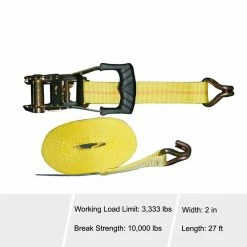 Husky 27 ft. x 2 in. Heavy-Duty Ratchet Tie-Down Strap with J Hook -ToolHub Shop yellows golds husky ratchet straps fh0843 a0 1000