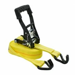 Husky 27 ft. x 2 in. Heavy-Duty Ratchet Tie-Down Strap with J Hook -ToolHub Shop yellows golds husky ratchet straps fh0843 e1 1000