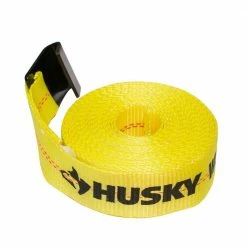 Husky 2 in. x 27 ft. Heavy-Duty Ratchet Tie-Down Strap with Flat Hooks -ToolHub Shop yellows golds husky ratchet straps fh0850 4f 1000