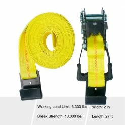 Husky 2 in. x 27 ft. Heavy-Duty Ratchet Tie-Down Strap with Flat Hooks -ToolHub Shop yellows golds husky ratchet straps fh0850 e1 1000